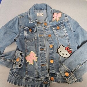 Kids Denim Jacket with Pink and Red Accents
